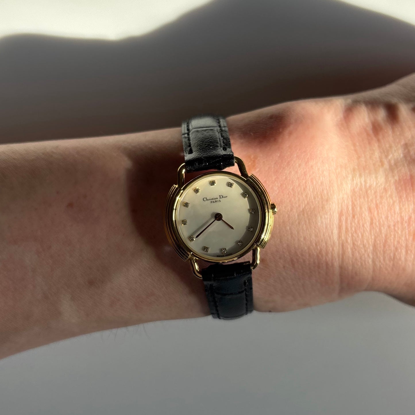 Dior 1990s Seashell Round Dial Gold Plated Watch