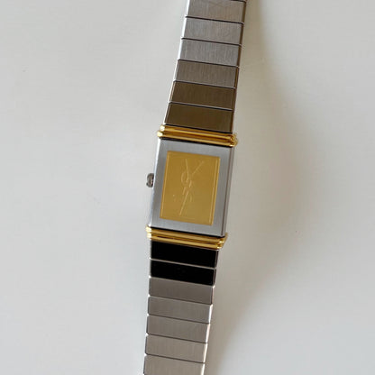 Yves Saint Laurent 1990s Reverso Two Tone Watch