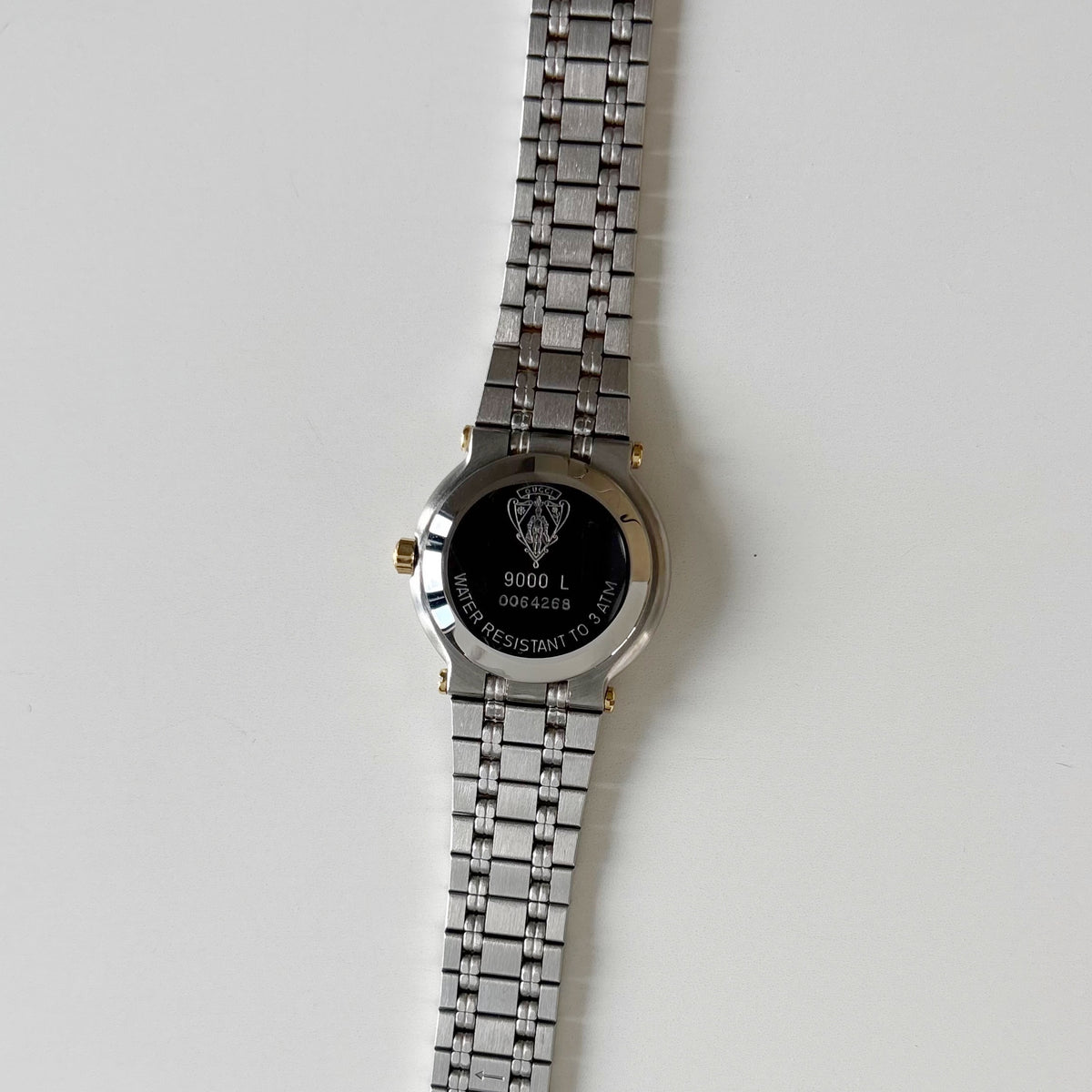 Gucci 1990s Black Dial Gold Plated Two Tone Watch