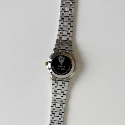 Gucci 1990s Black Dial Gold Plated Two Tone Watch