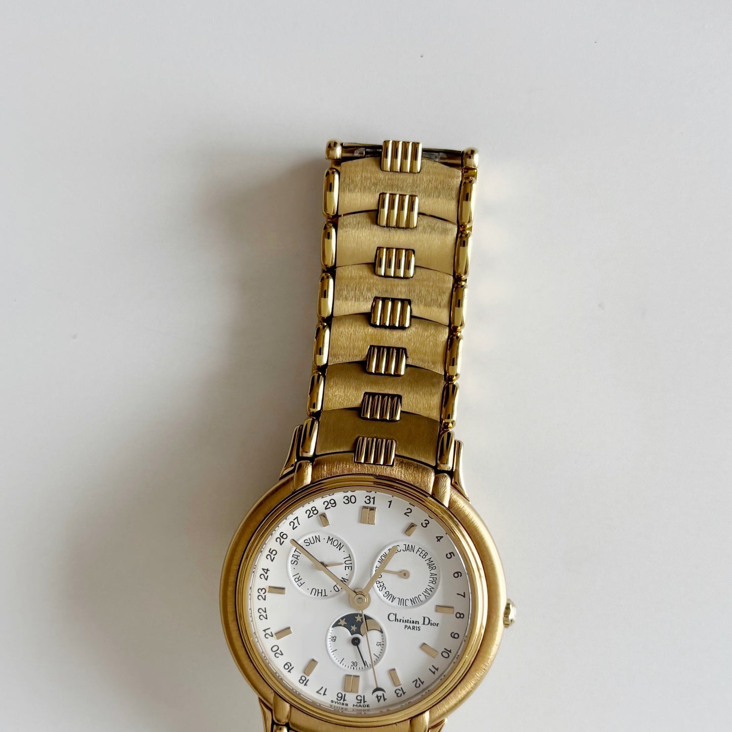 Dior 1990s Moon Phase Triple Calendar Gold Plated Watch