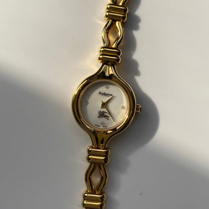 Burberry 1990s Seashell Dial Gold Plated Watch