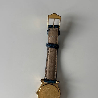 Gucci 1990s White Round Dial Gold-Plated Watch