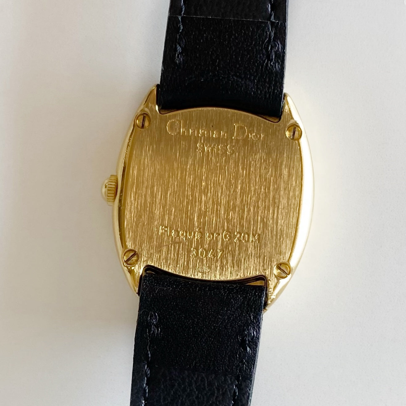 Dior 1990s Baignoire Gold Plated Leather Watch