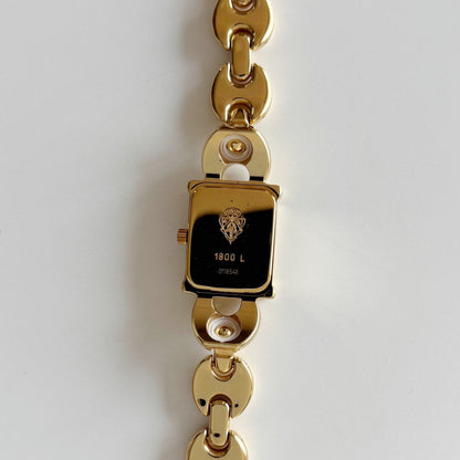 Gucci 1990s Interchangeable Strap Gold Plated Watch with 3 straps, case