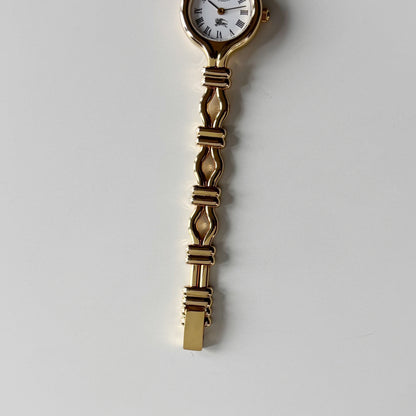 Burberry 1990s Round Dial Gold Plated Watch