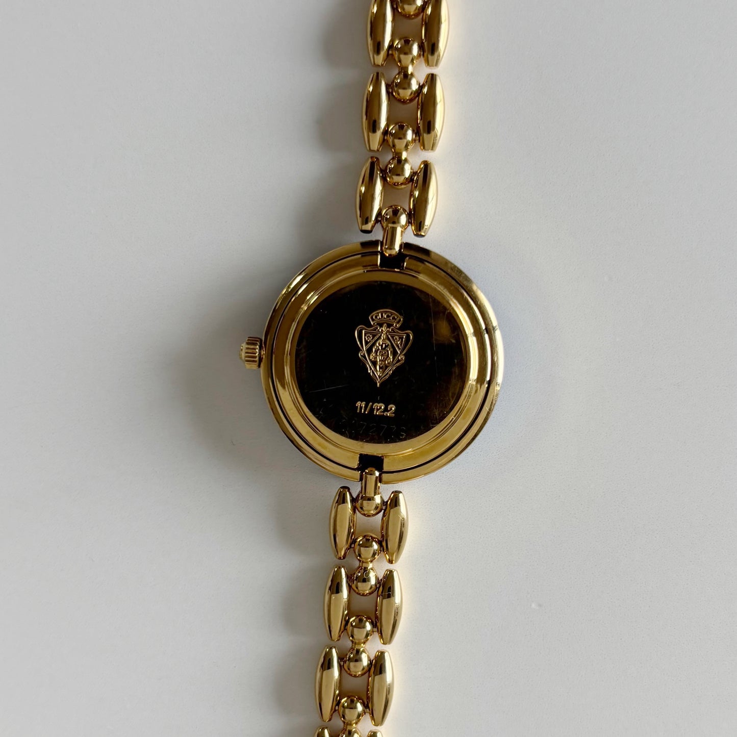 Gucci 1990s Interchangeable Bezel Gold Plated Rice Chain Watch with 6 bezels, case (172mm)