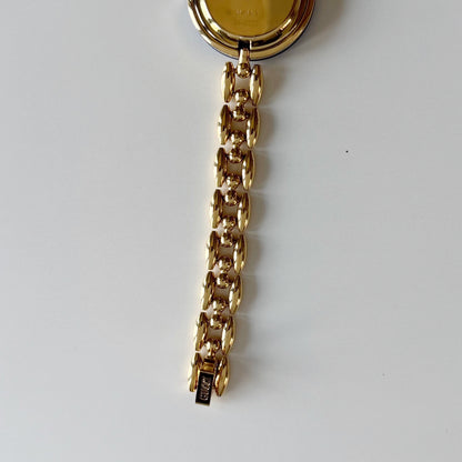 Gucci 1990s Interchangeable Bezel Gold Plated Rice Chain Watch with 6 bezels, case (165mm)