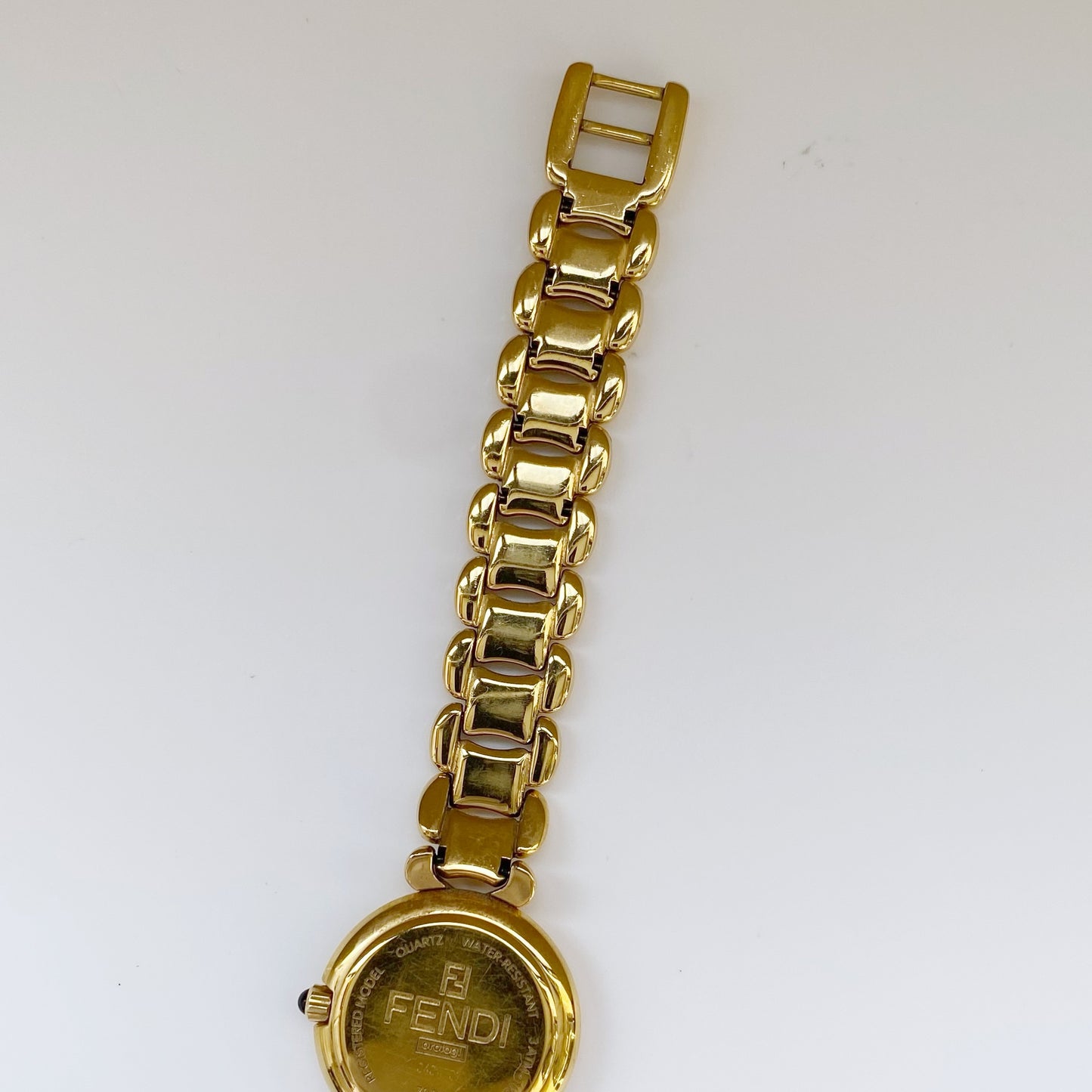 Fendi 1990s Seashell Dial Gold Plated Round Watch