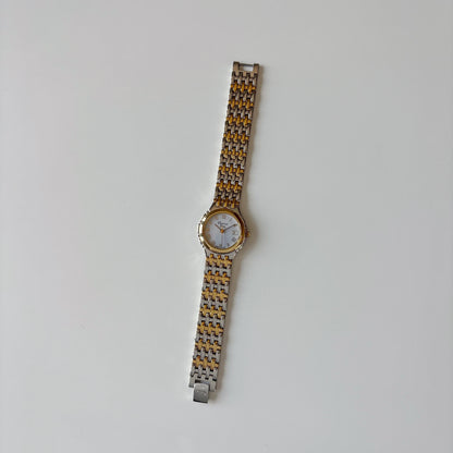 Dior 1990s Date Round Dial Two Tone Gold Plated Watch