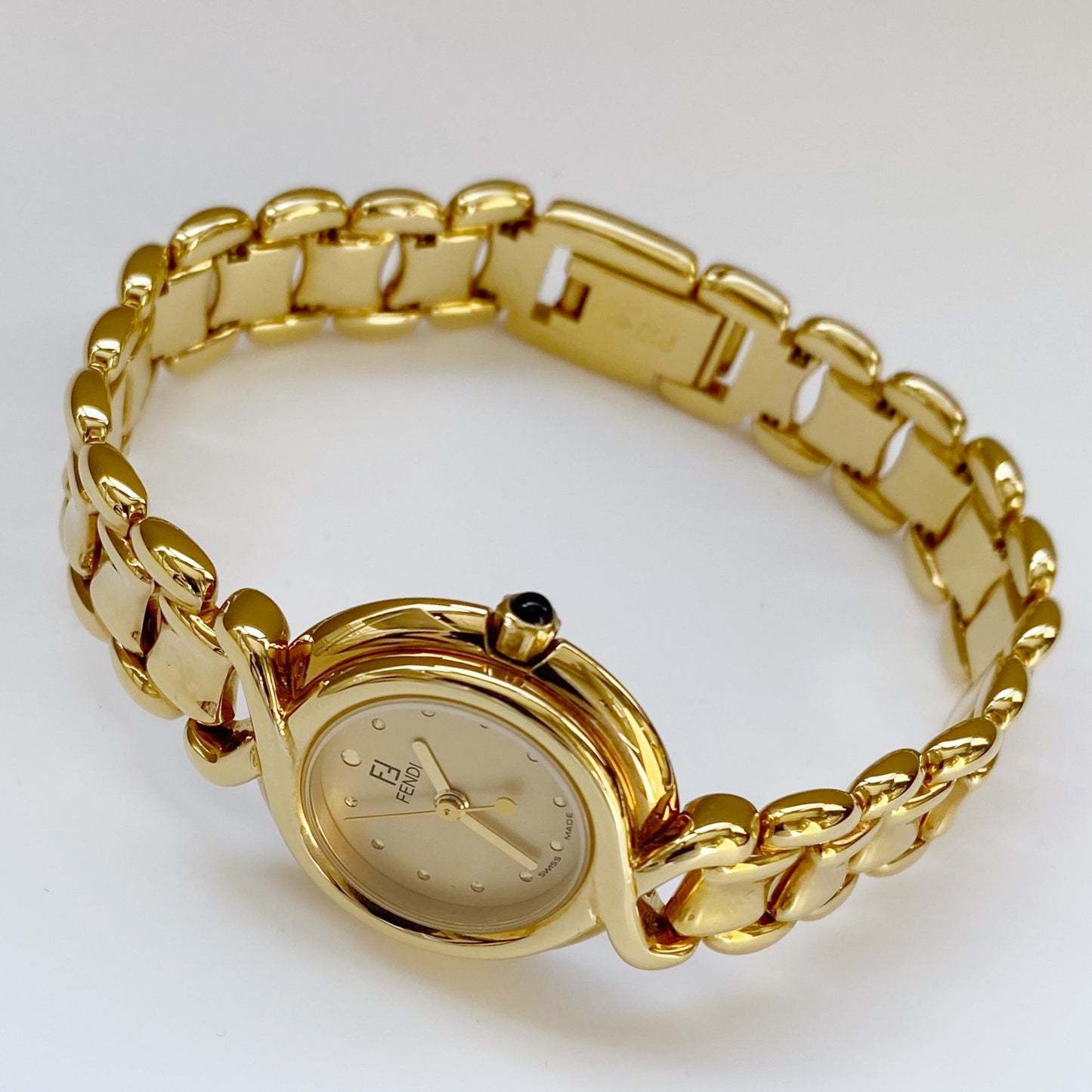 Fendi 1990s Gold Plated Round Watch