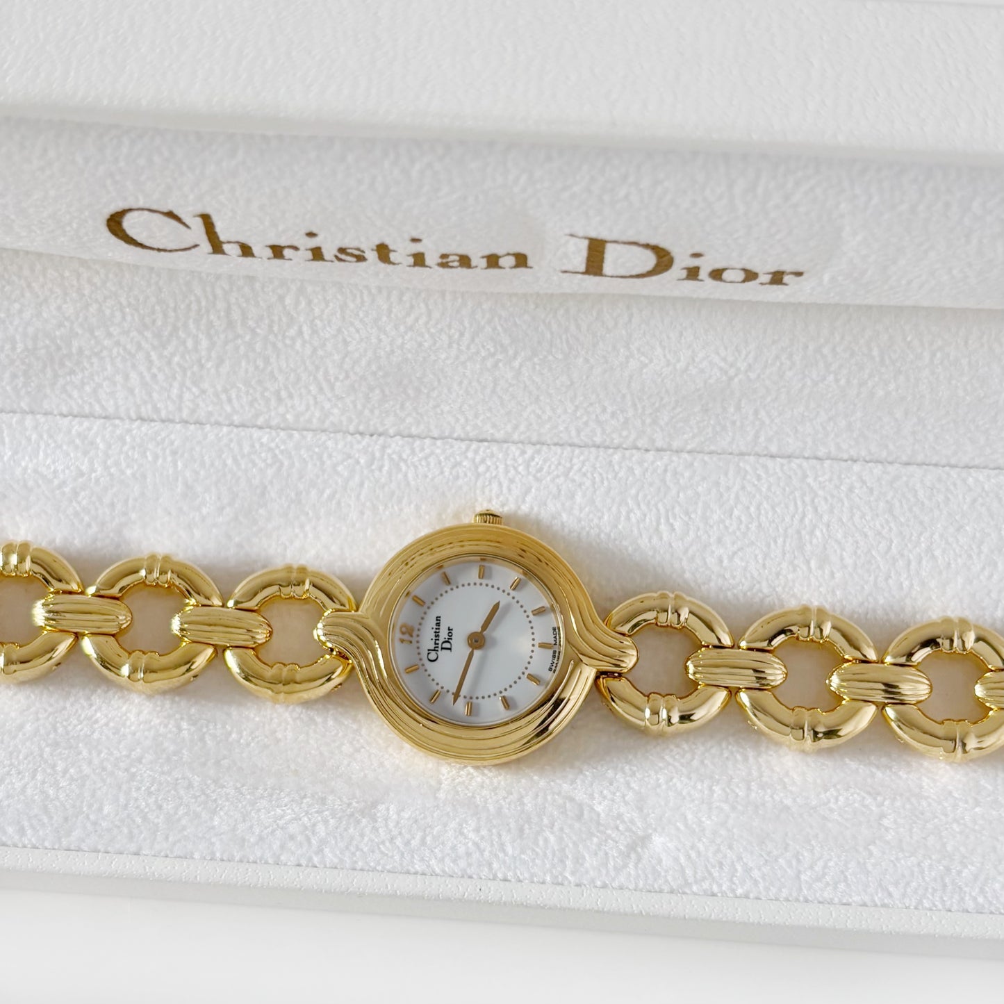 Dior 1990s Round Dial Gold Plated Watch