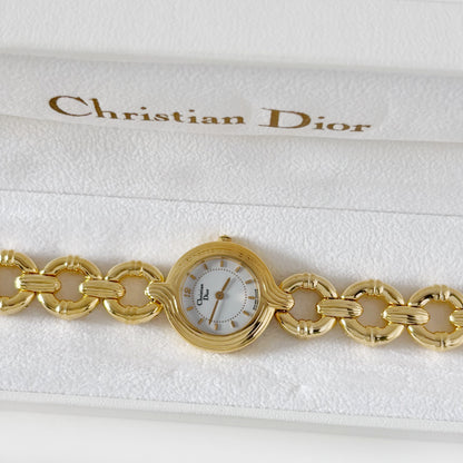 Dior 1990s Round Dial Gold Plated Watch