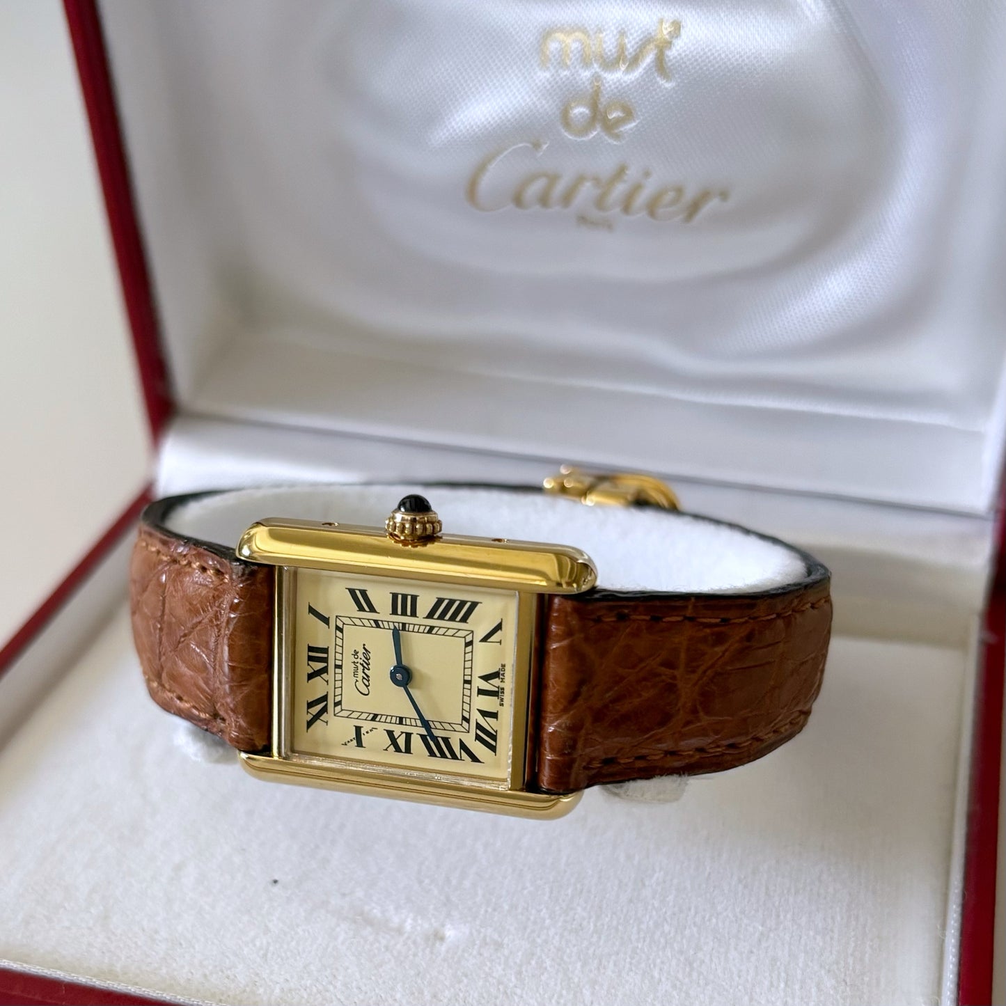 Cartier 1990s Must de Tank Ivory Dial Watch SM