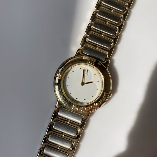 Yves Saint Laurent 90s Round Two Tone Watch