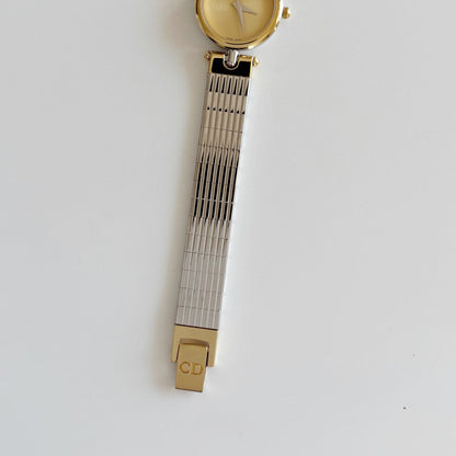 Dior 1990s Round Gold Dial Two Tone Watch