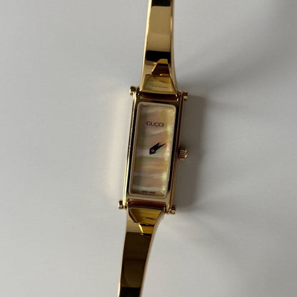 Gucci 1990s Seashell Dial Gold Plated Bangle Watch