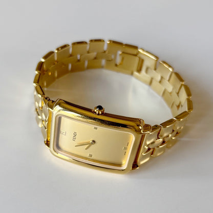 Fendi 1990s Tank Gold Plated Watch (Large)