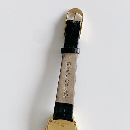 Dior 1990s Baignoire Gold Plated Leather Watch