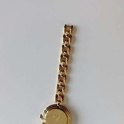 Gucci 1990s Interchangeable Bezel Gold Plated Race Chain Watch with case, 6 bezels (160mm)
