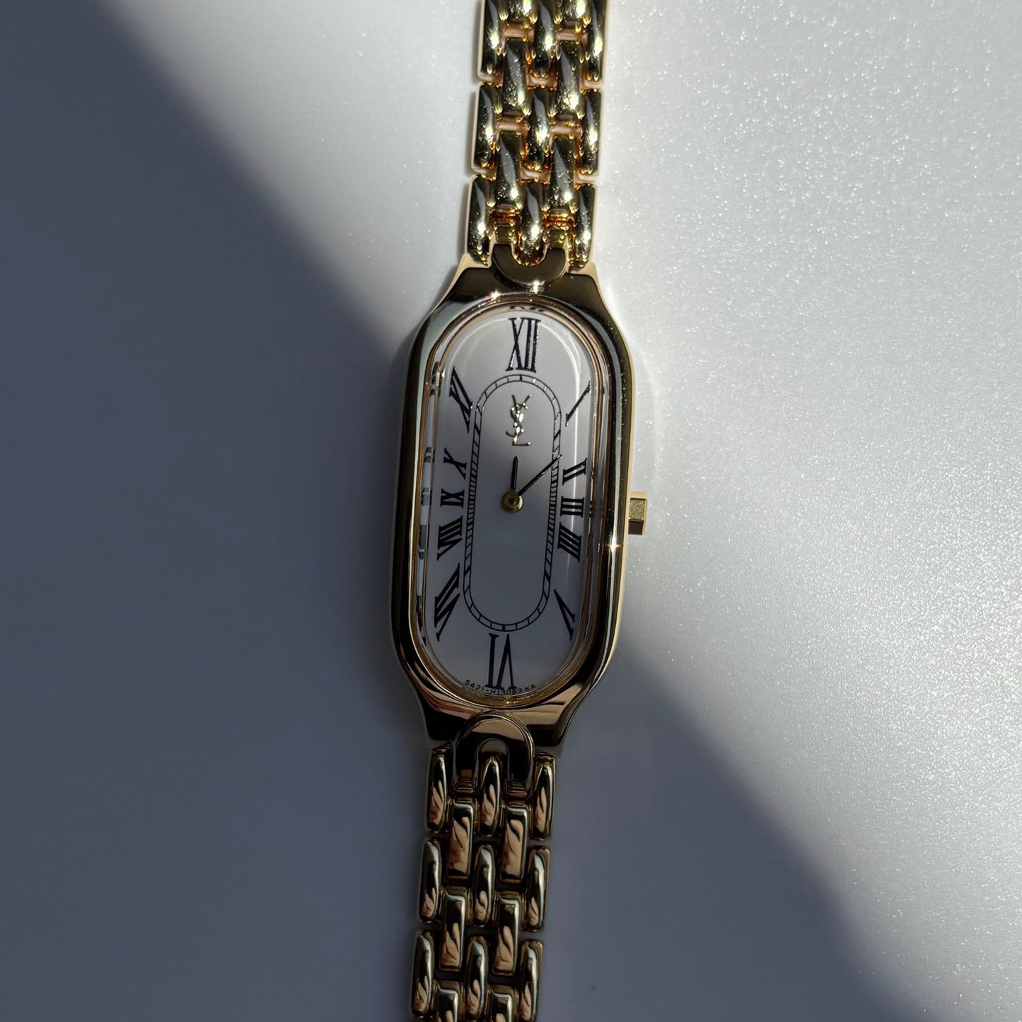 Yves Saint Laurent 1990s Oval Dial Gold Plated Watch