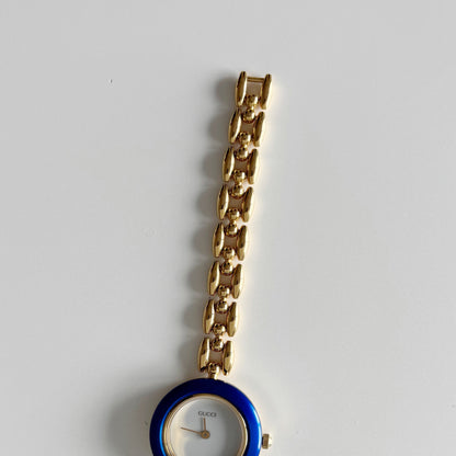 Gucci 1990s Interchangeable Bezel Gold Plated Watch with 6 bezels, case (162mm)