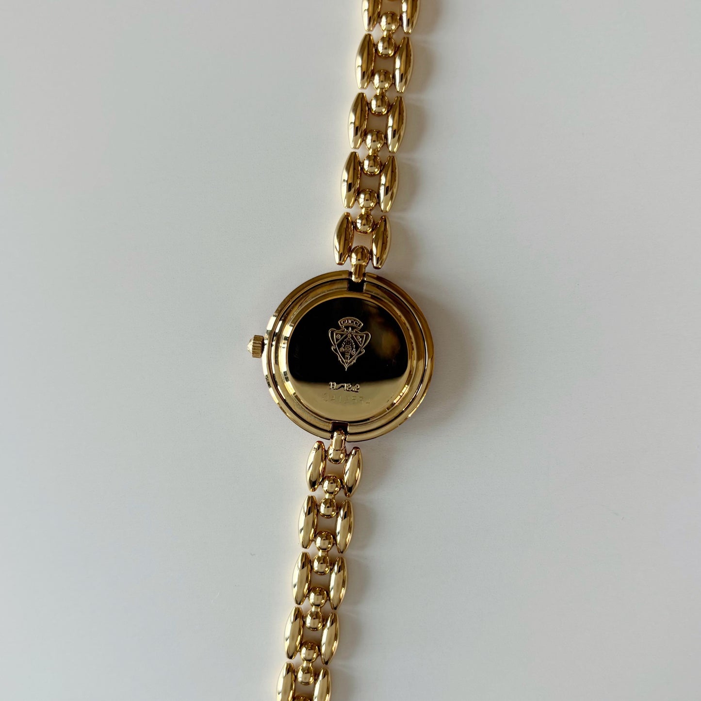 Gucci 1990s Interchangeable Bezel Gold Plated Rice Chain Watch with case, 6 bezels (160mm)
