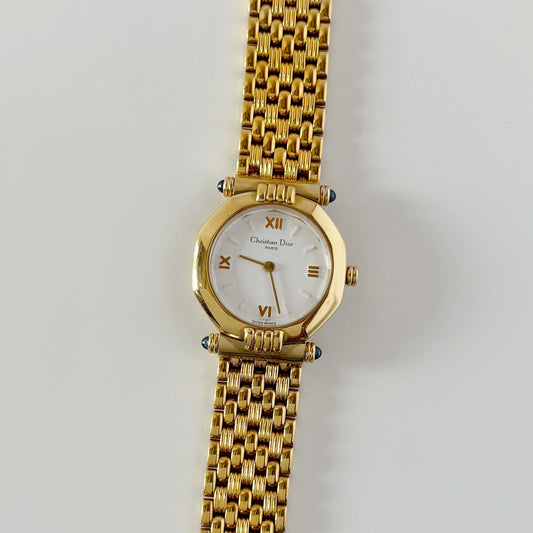 Dior 1990s Octagon Gold Plated Watch