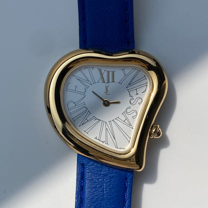 Yves Saint Laurent 1990s Heart Shaped Dial Gold Plated Watch