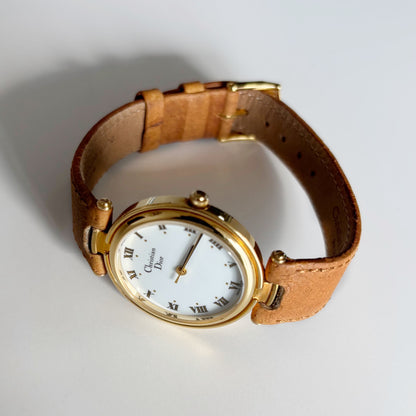 Dior 1990s Round Dial Gold Plated Watch (Large)
