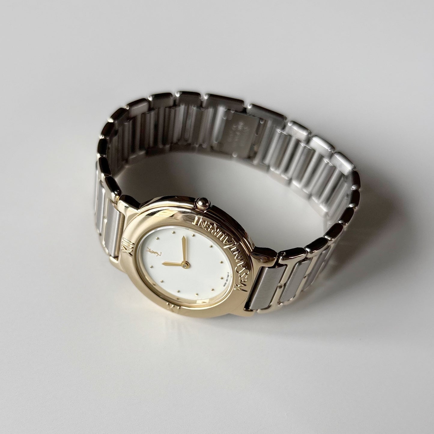 Yves Saint Laurent 1990s Round Dial Two Tone Watch (Large)