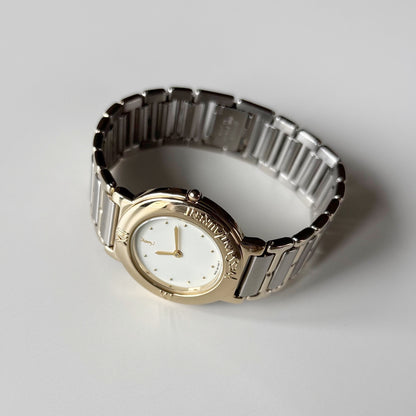 Yves Saint Laurent 1990s Round Dial Two Tone Watch (Large)