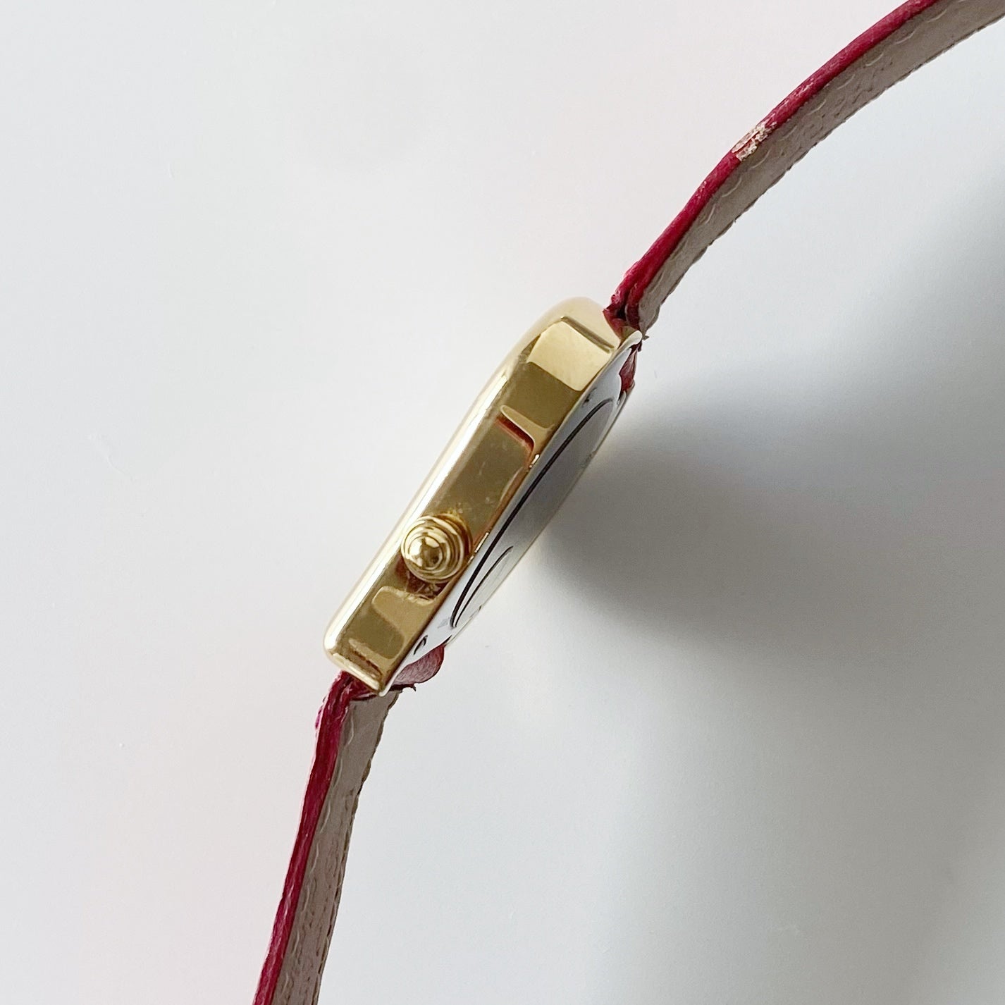 Yves Saint Laurent 1990s Heart Shaped Gold Plated Red Watch