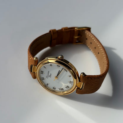 Dior 1990s Round Dial Gold Plated Watch (Large)