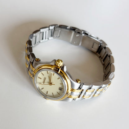 Gucci 1990s Date Round Dial Two Tone Watch