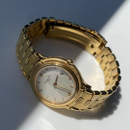 Dior 1990s Round Dial Gold Plated Watch