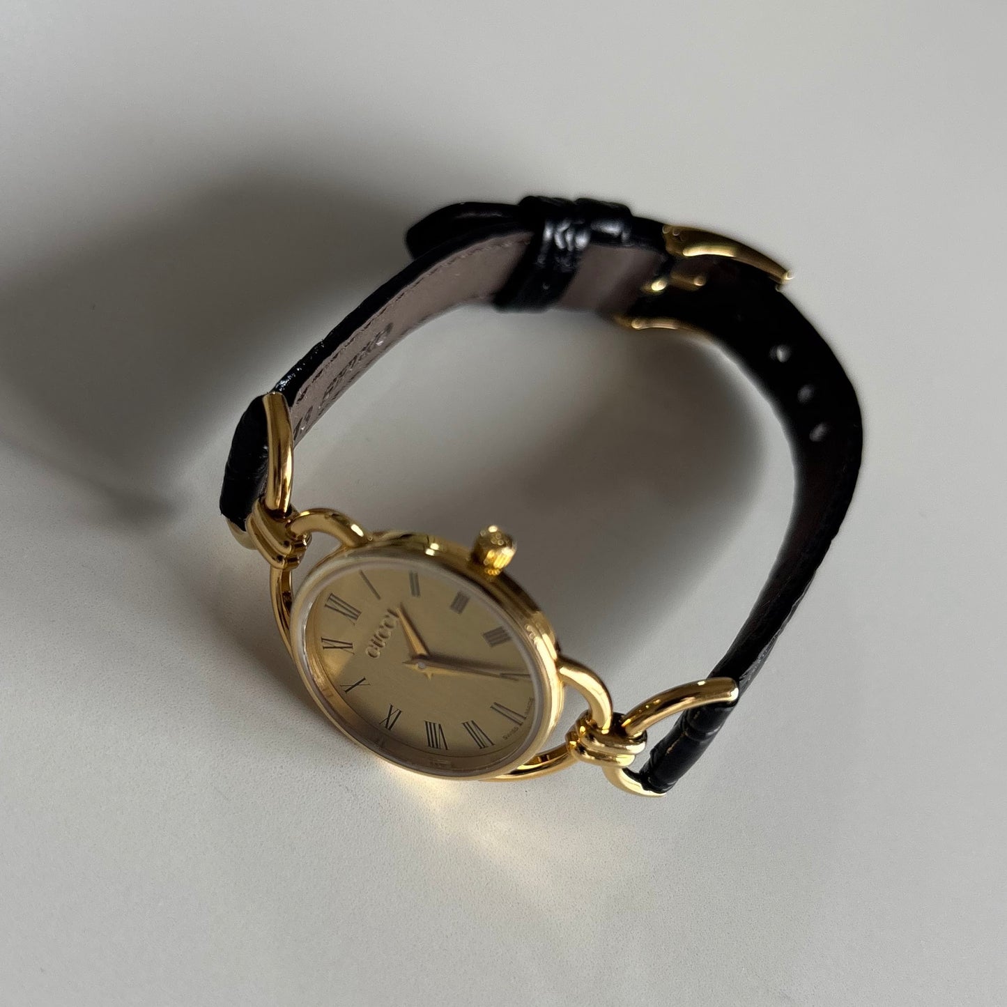 Gucci 1990s Gold Dial Horsebit Gold Plated Watch