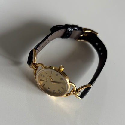 Gucci 1990s Gold Dial Horsebit Gold Plated Watch
