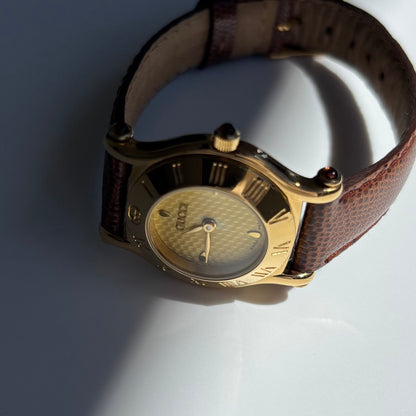 Gucci 1990s Gold Dial Gold Plated Watch