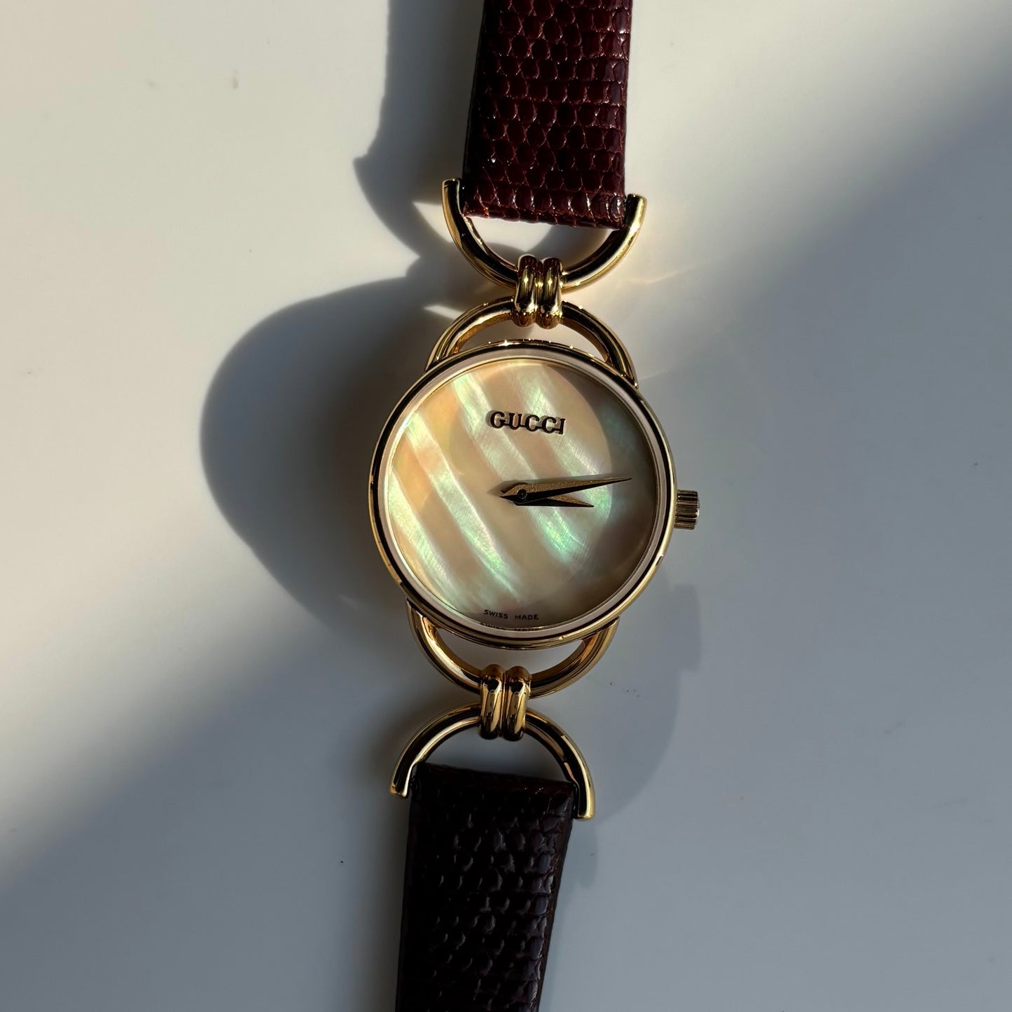 Gucci 1990s Seashell Dial Gold Plated Watch