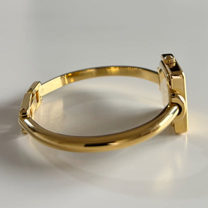 Gucci 1990s Square Dial Gold Plated Bangle Watch (Small)