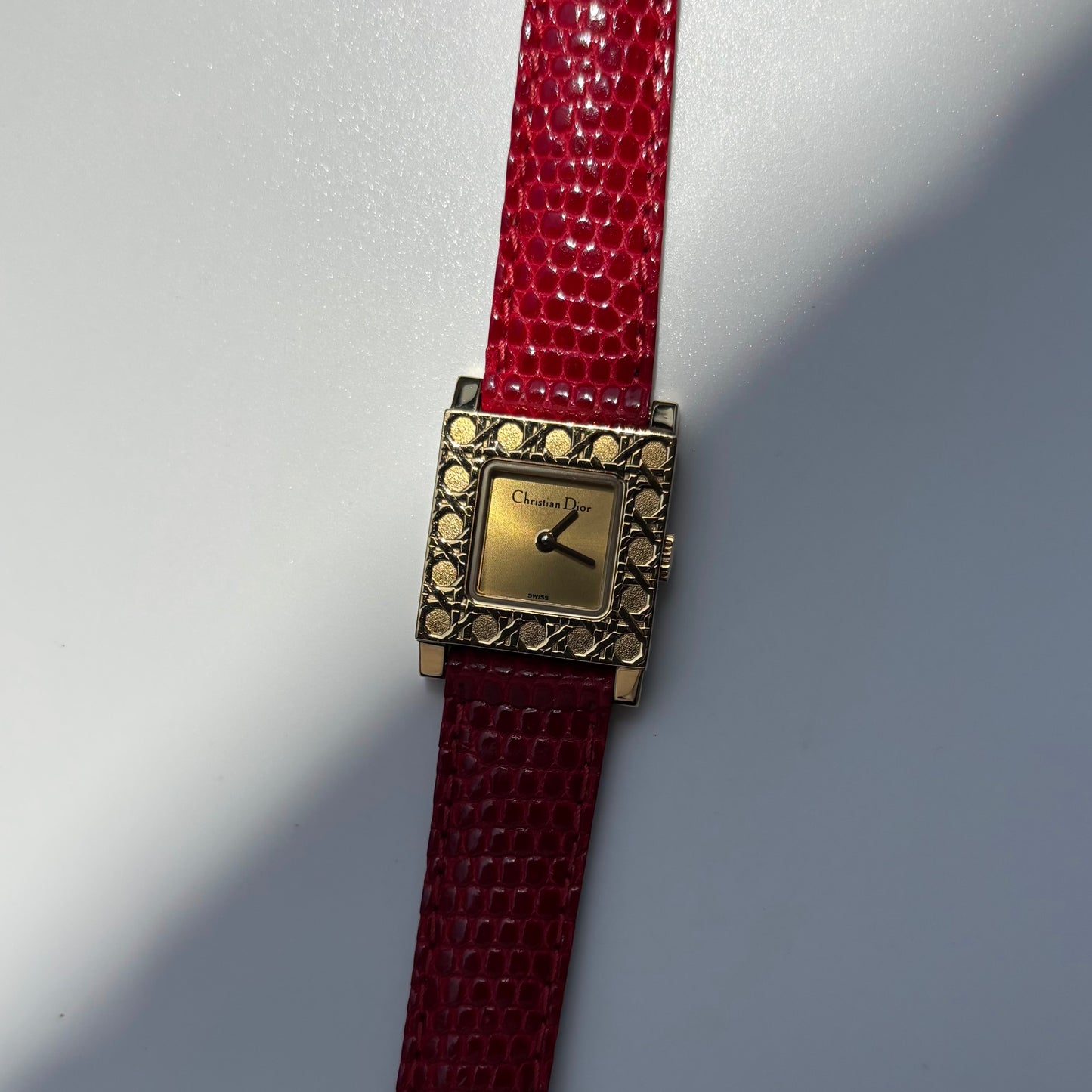 Dior 1990s Interchangeable Strap Gold Plated Watch with 4 straps, case