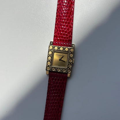 Dior 1990s Interchangeable Strap Gold Plated Watch with 4 straps, case