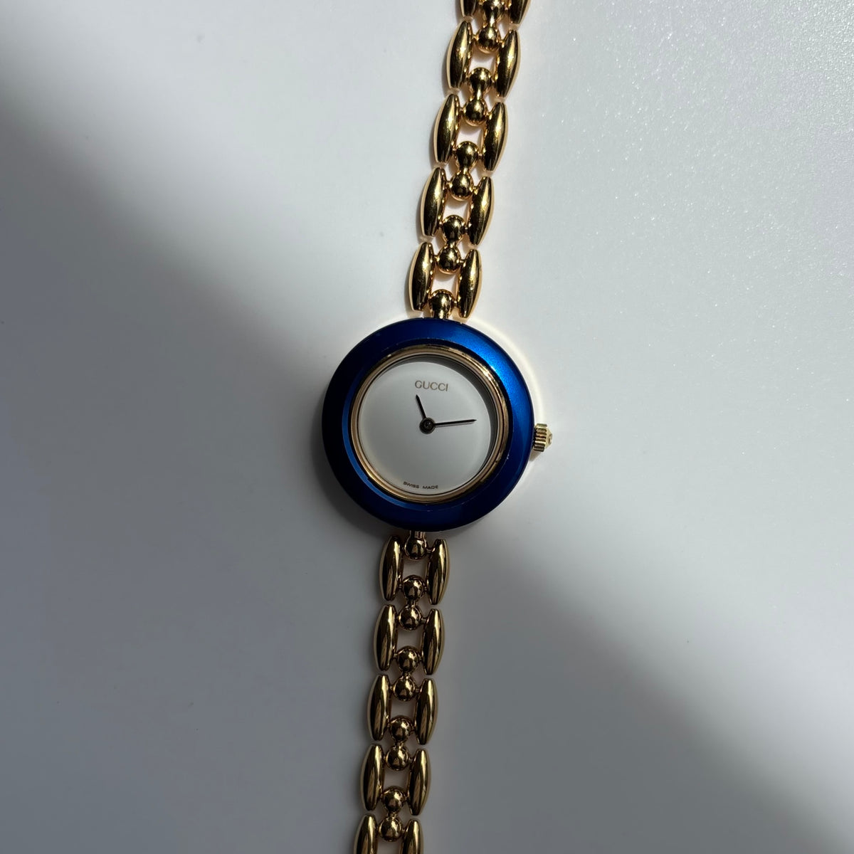 Gucci 1990s Interchangeable Bezel Gold Plated Rice Chain Watch with 6 bezels, case (170mm)