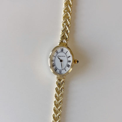 Tiffany 1990s 14K Oval Dial Cocktail Watch