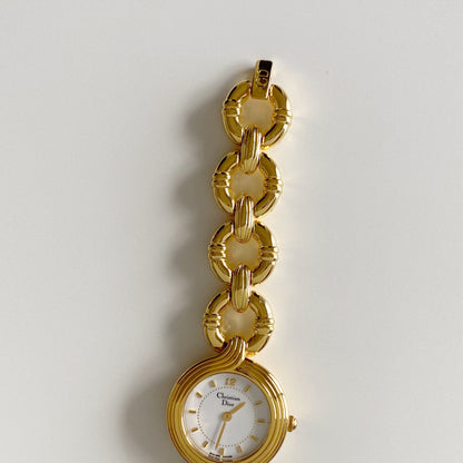 Dior 1990s Round Dial Gold Plated Watch