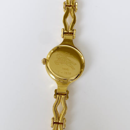 Burberry 1990s Seashell Dial Gold Plated Watch