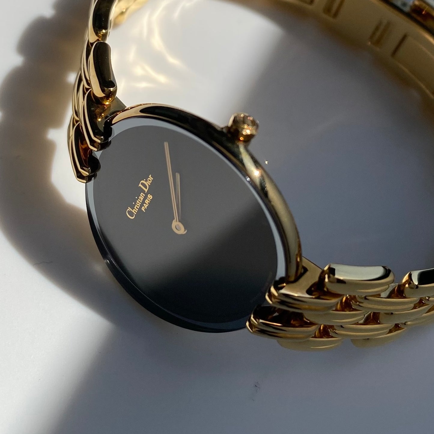 Dior 1990s Bagheera Gold Plated Round Watch