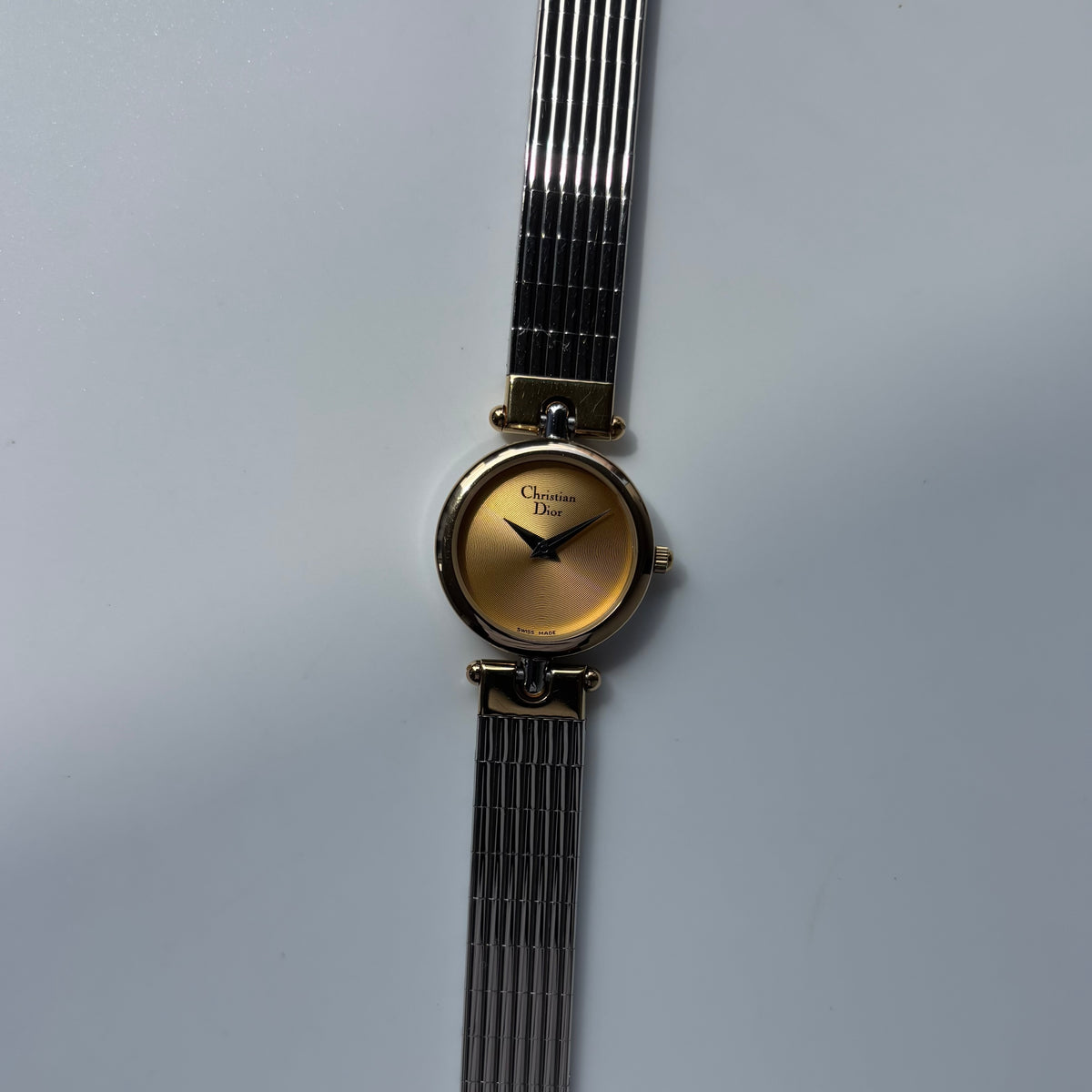 Dior 1990s Round Dial Gold Plated Two Tone Watch