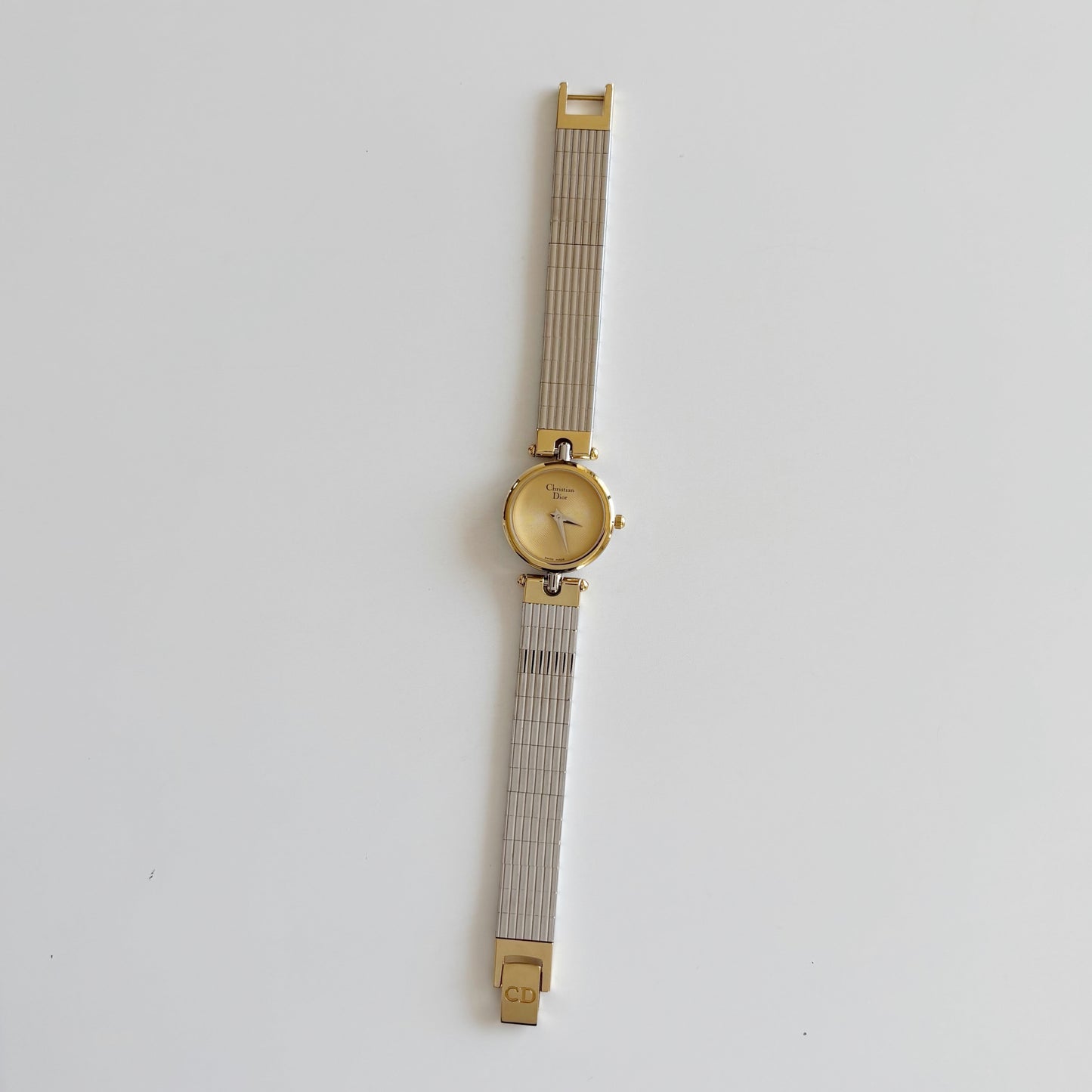Dior 1990s Round Gold Dial Two Tone Watch